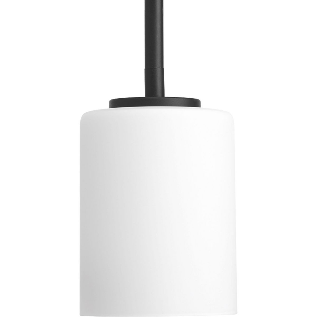 Product image for Progress P5170-31 Replay Collection One-Light Textured Black Etched White Glass Modern Mini-Pendant Light