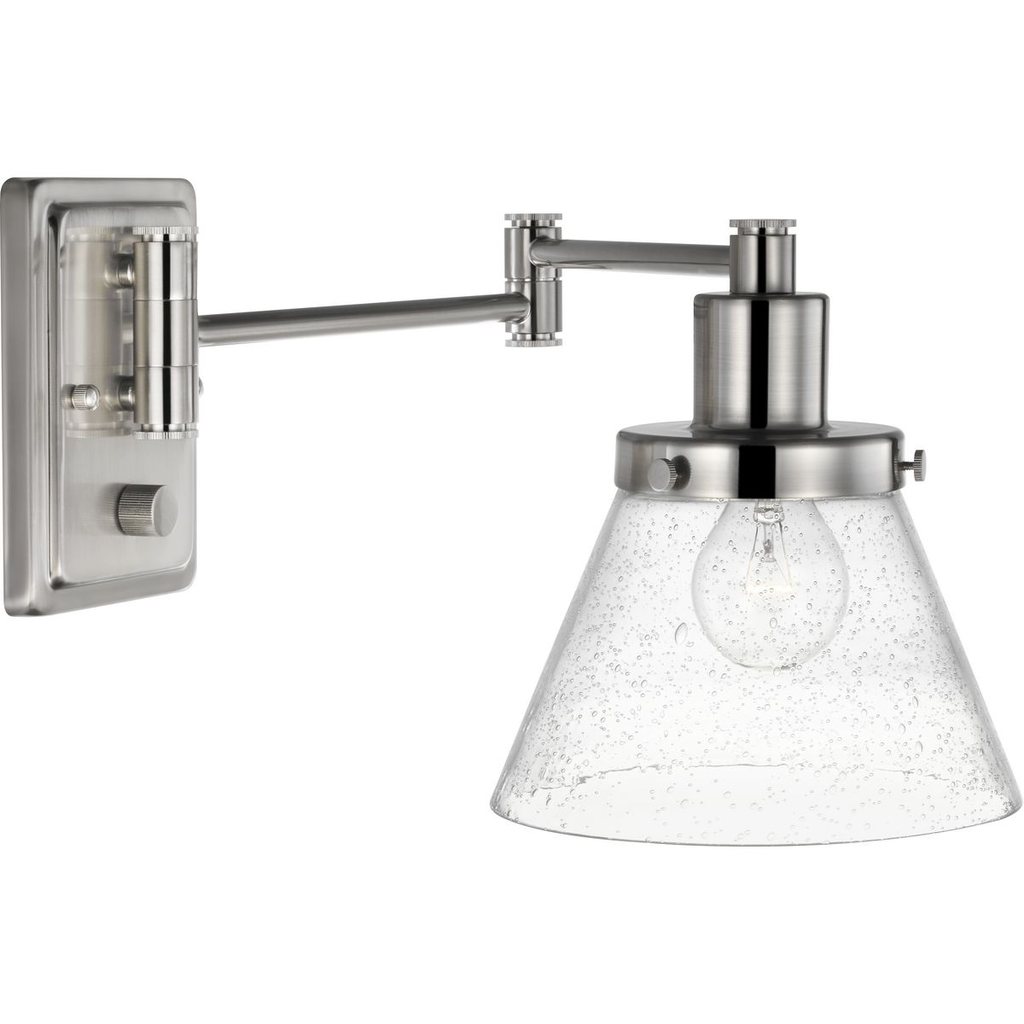 Product image for Progress P710084-009 Hinton Collection Brushed Nickel Swing Arm Wall Light
