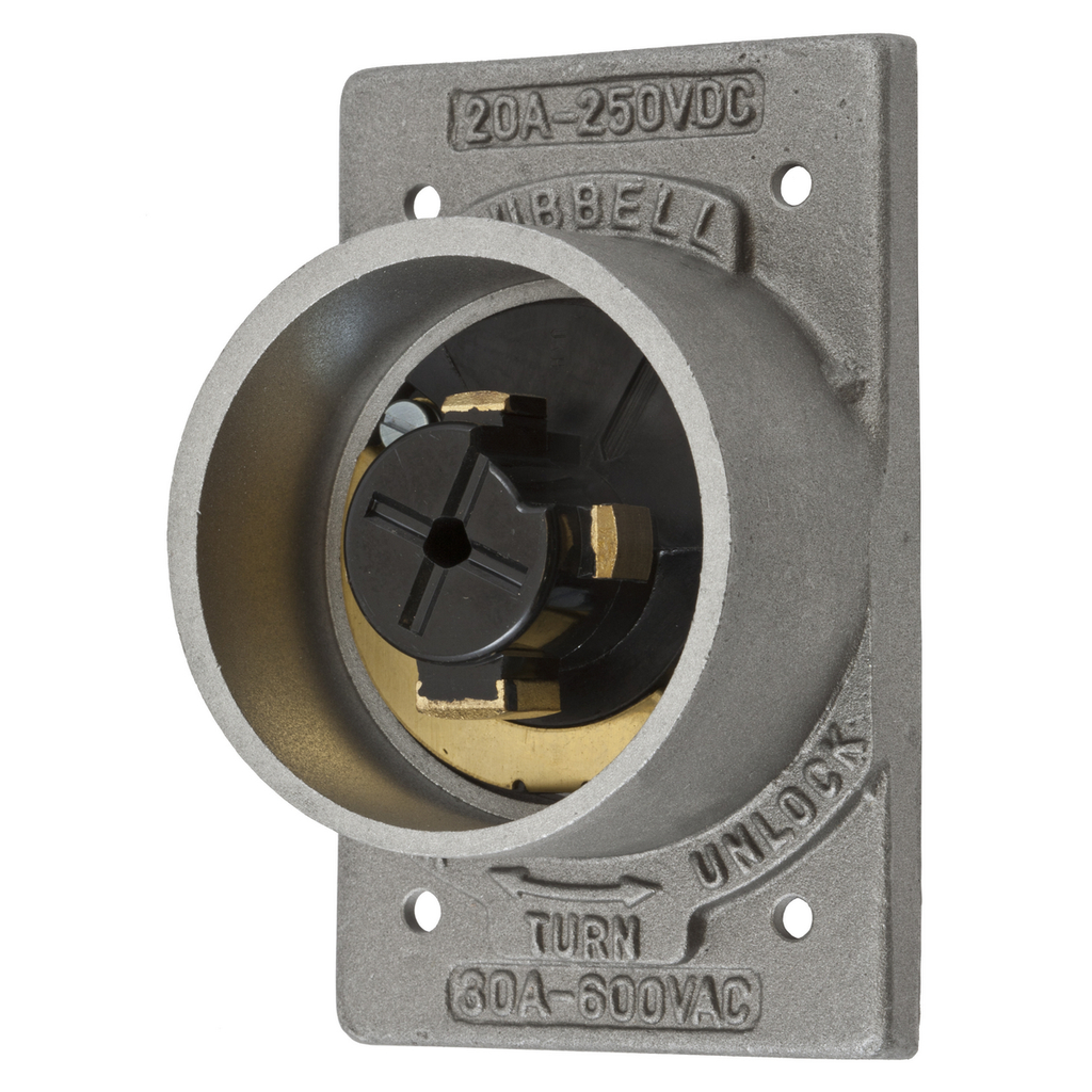 Product image for Hubbell HBL20418H/LOCK INLET, 30A 600V, 3P4W