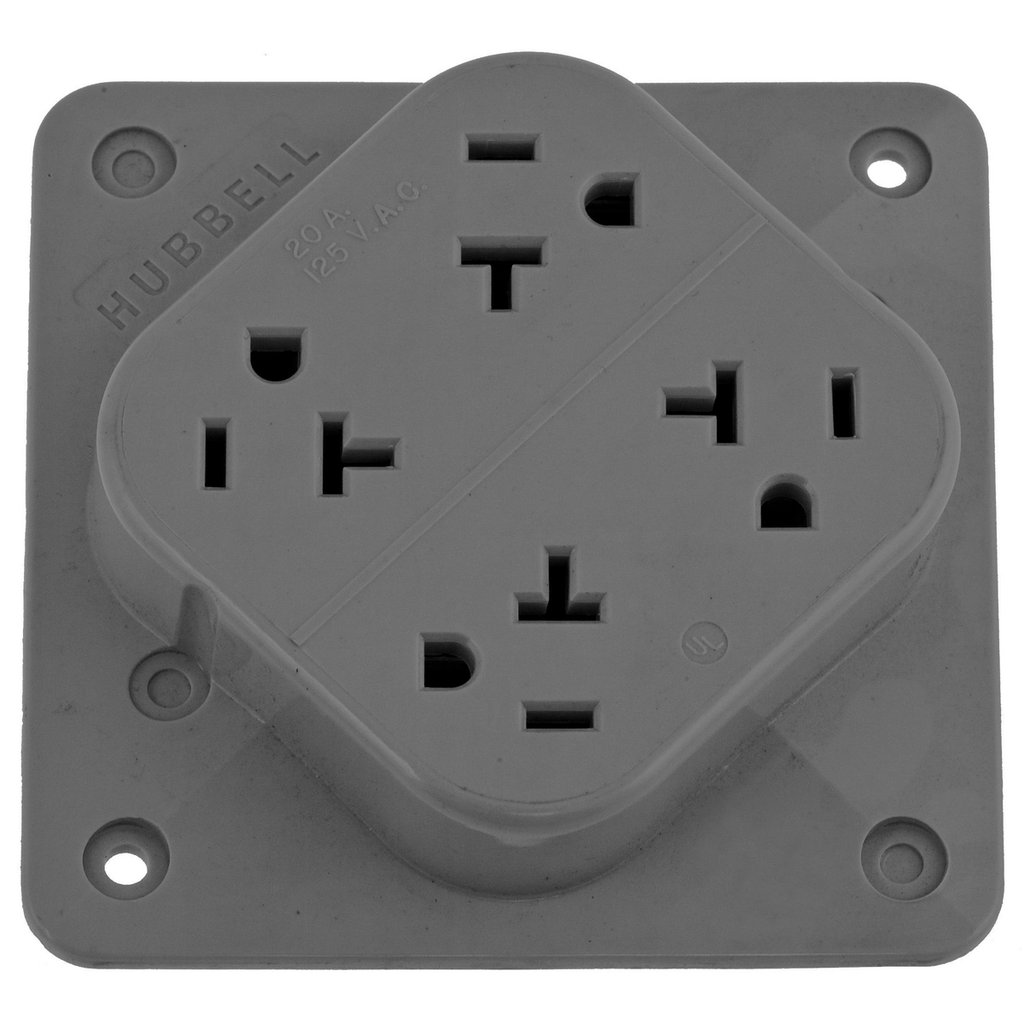 Product image for Hubbell HBL420GY4-PLEX Receptacle, 20A 125V, 5-20R, GY