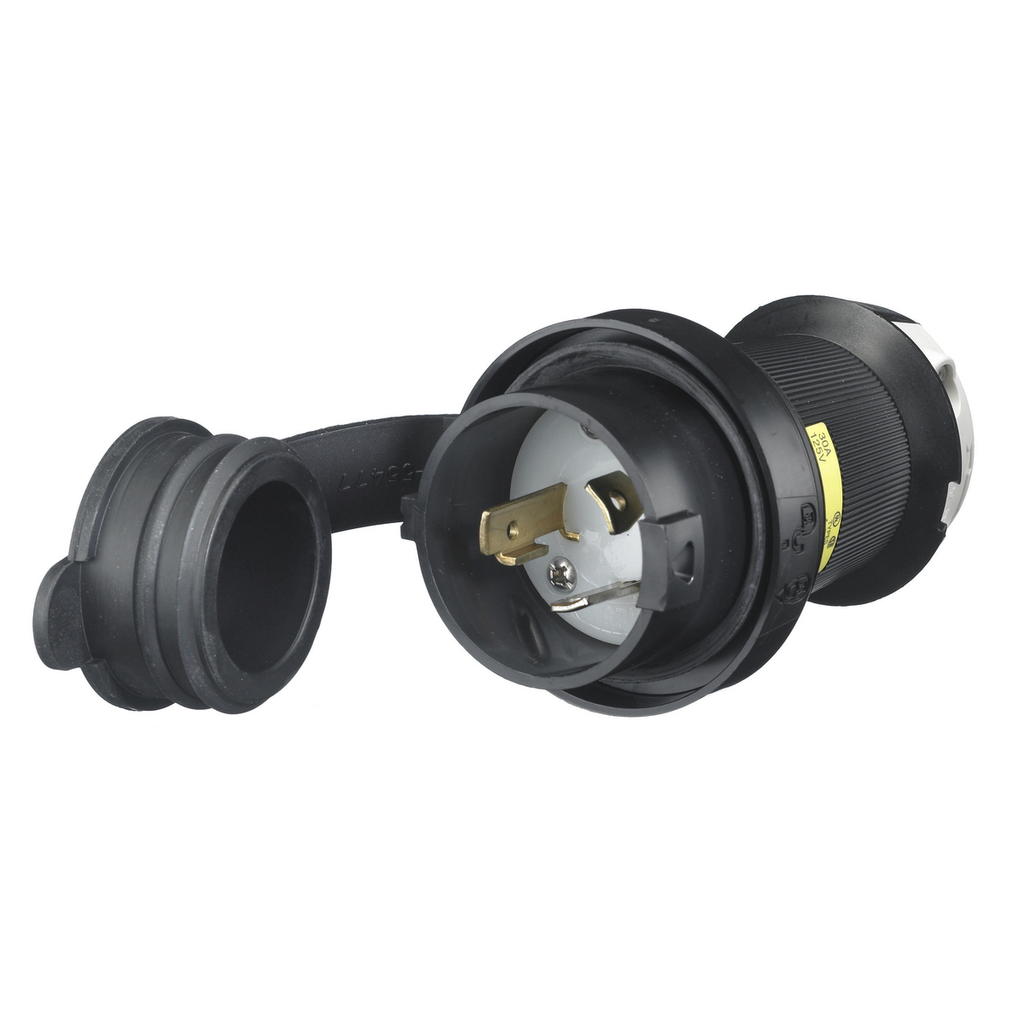 Hubbell HBL2611-SW 30A 125V Twist-Lock Watertight SAFETY-SHROUD Black VALOX Plug Product image for Hubbell HBL2611-SW 30A 125V Twist-Lock Watertight SAFETY-SHROUD Black VALOX Plug