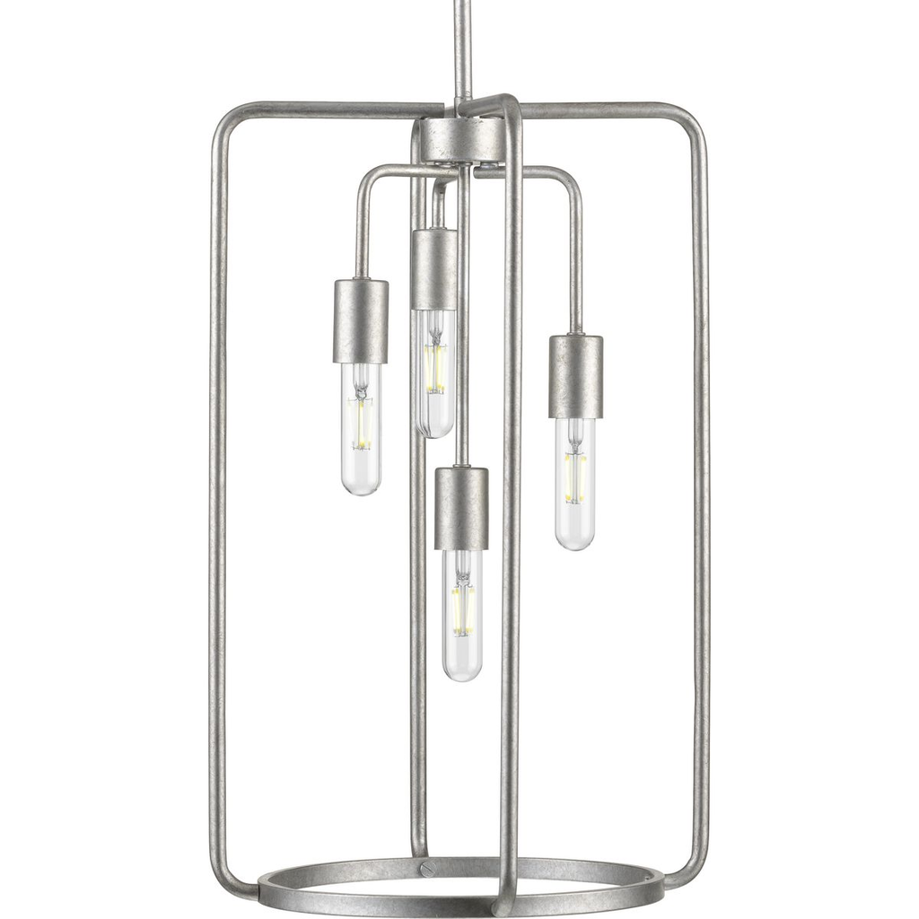 Product image for Progress P500224-141 Bonn Collection Four-Light Galvanized Finish Farmhouse Pendant Light