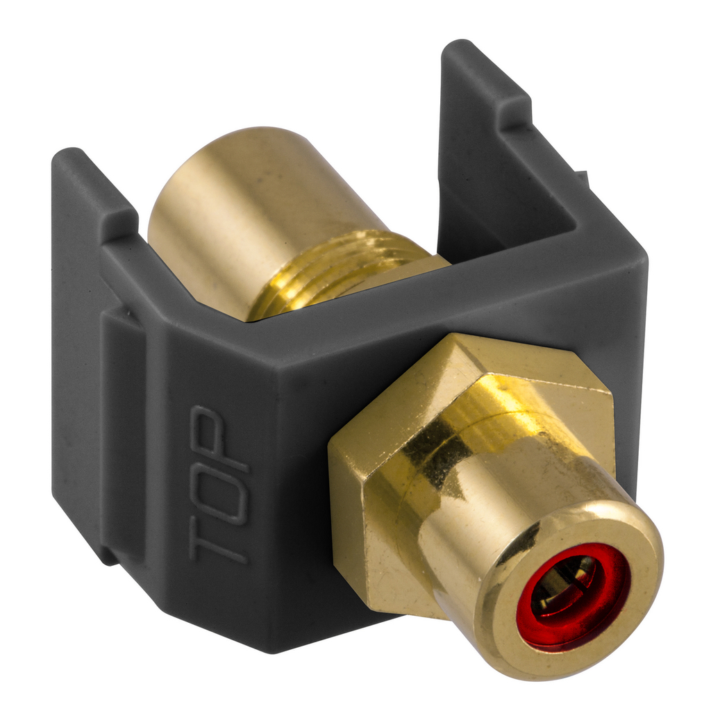 Product image for Hubbell Wiring Devices SFRCRFFBK Red Interior Black Housing Snap-Fit RCA Data Communication Connector