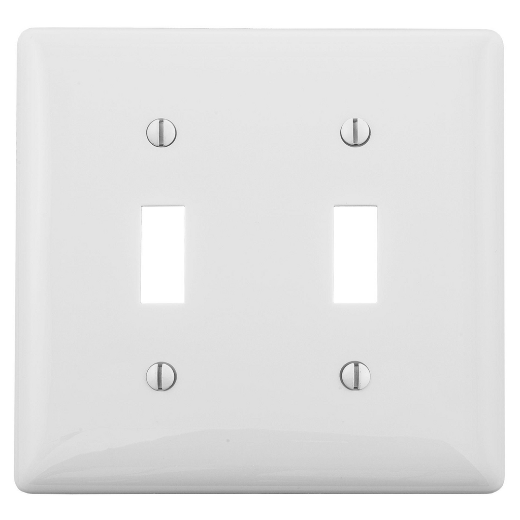 Mayer-DDS-Wallplates and Box Covers, Wallplate, Nylon, 2-Gang, 2) Toggle, White-1