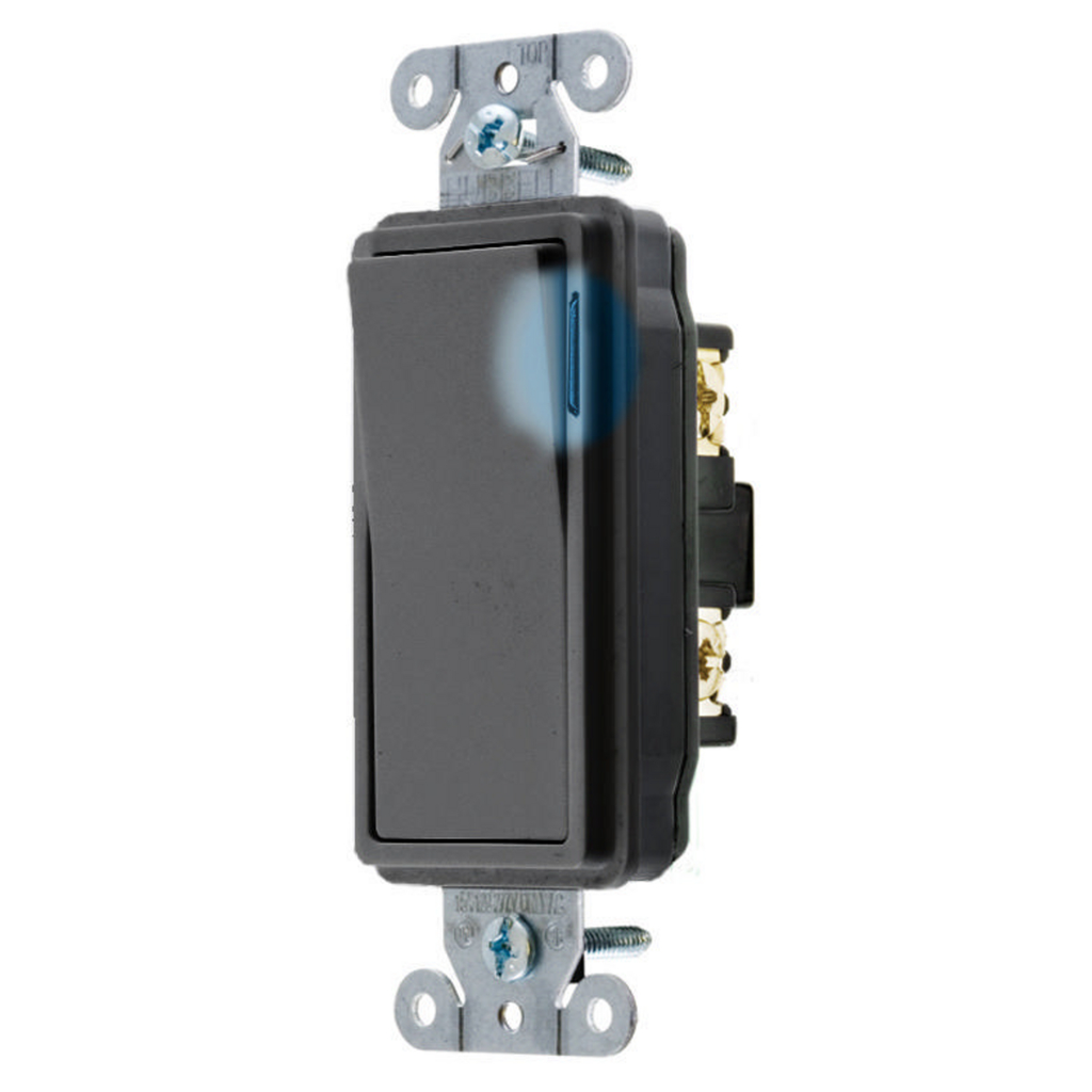 Product image for Hubbell Wiring Devices DS120ILBK 20 Amp 120/277 Volt 1-Pole Decorator Switch