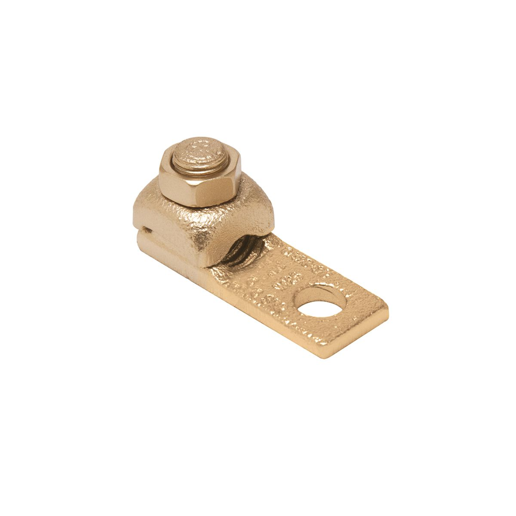 Product image for Burndy QB8C Copper Terminal, Side Entrance, 1 Hole, 14 AWG (Sol)-8 AWG (Str), #10 Stud, 1 Screw