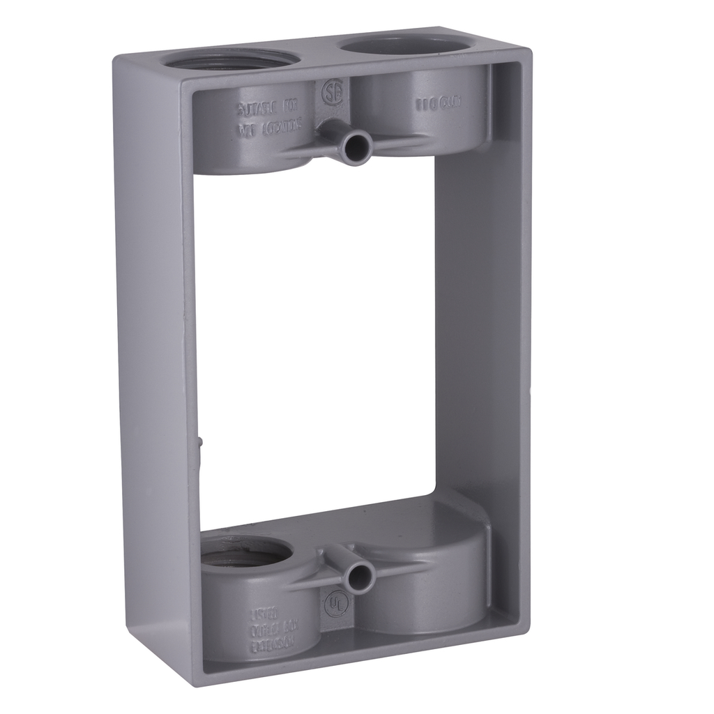 Product image for Raco 5403-0 Single Gang Weatherproof Extension Adapter, 1-1/2" Deep, (2) 3/4" Outlets