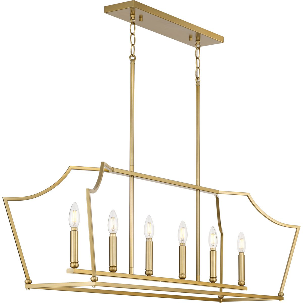 Product image for Progress P400300-109 Parkhurst Collection Six-Light New Traditional Brushed Bronze Linear Island Chandelier Light