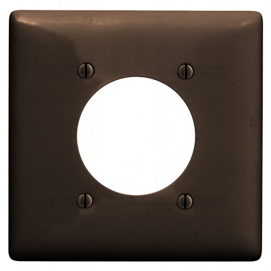 Product image for Hubbell NP703 2-Gang Brown Nylon Standard 1-Single Receptacle Wallplate