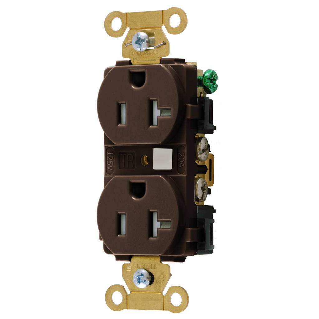 Product image for Hubbell HBL5362TRDUP Receptacle, IND, TR, 20A/125V, 5-20R, BR