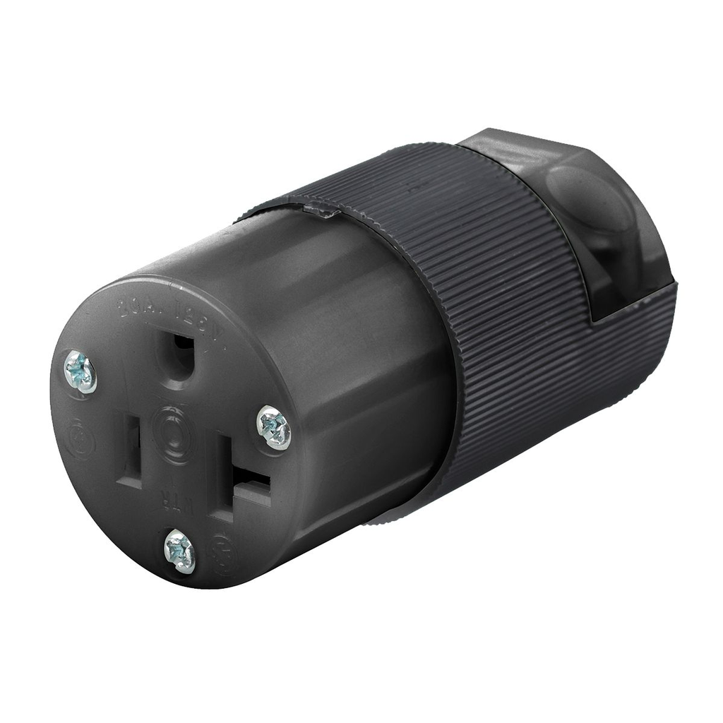 Product image for Hubbell HBL5369CM2 Straight Blade, Female, Insulgrip Heavy Duty, 20A 125V, 5-20R, Black