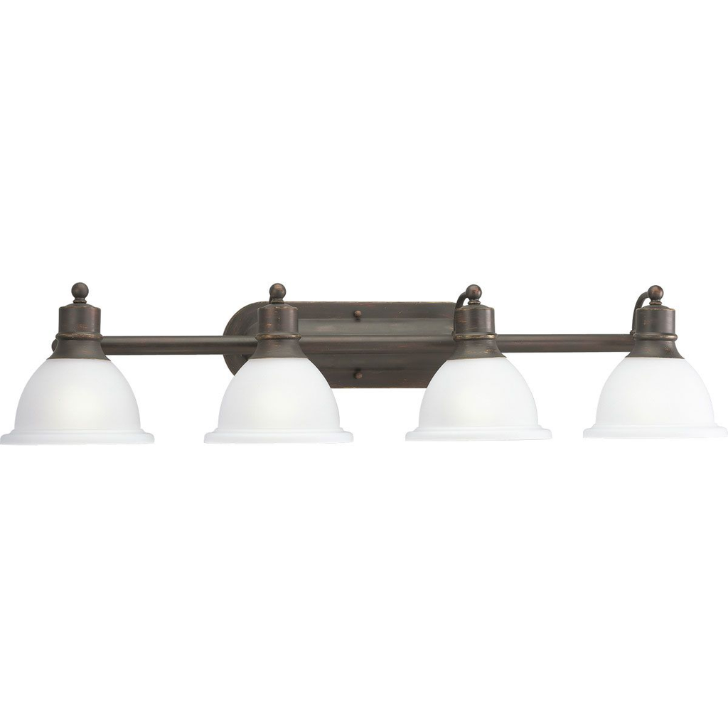 Product image for Progress P3164-20 Madison Collection Four-Light Antique Bronze Etched Glass Traditional Bath Vanity Light