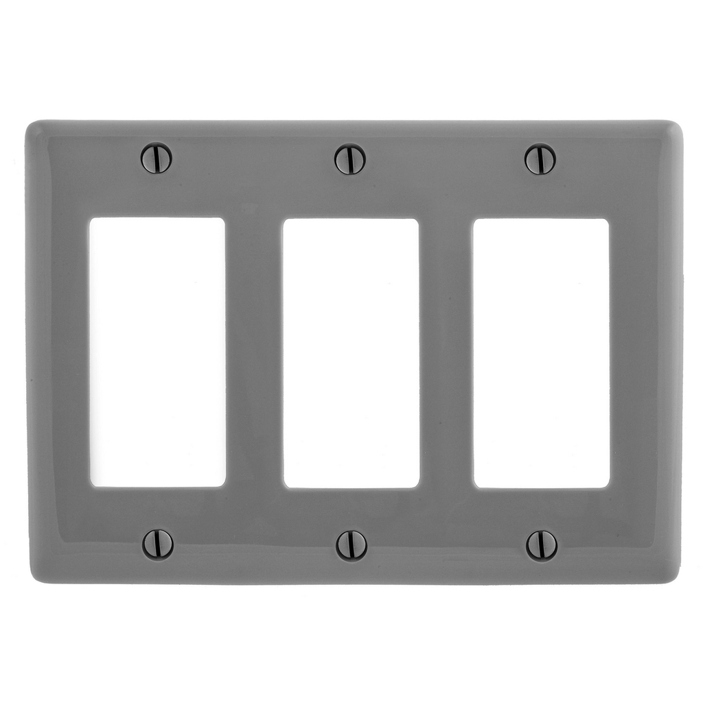 Product image for Hubbell NP263GY WALLPLATE, 3-G, 3) RECT, GY