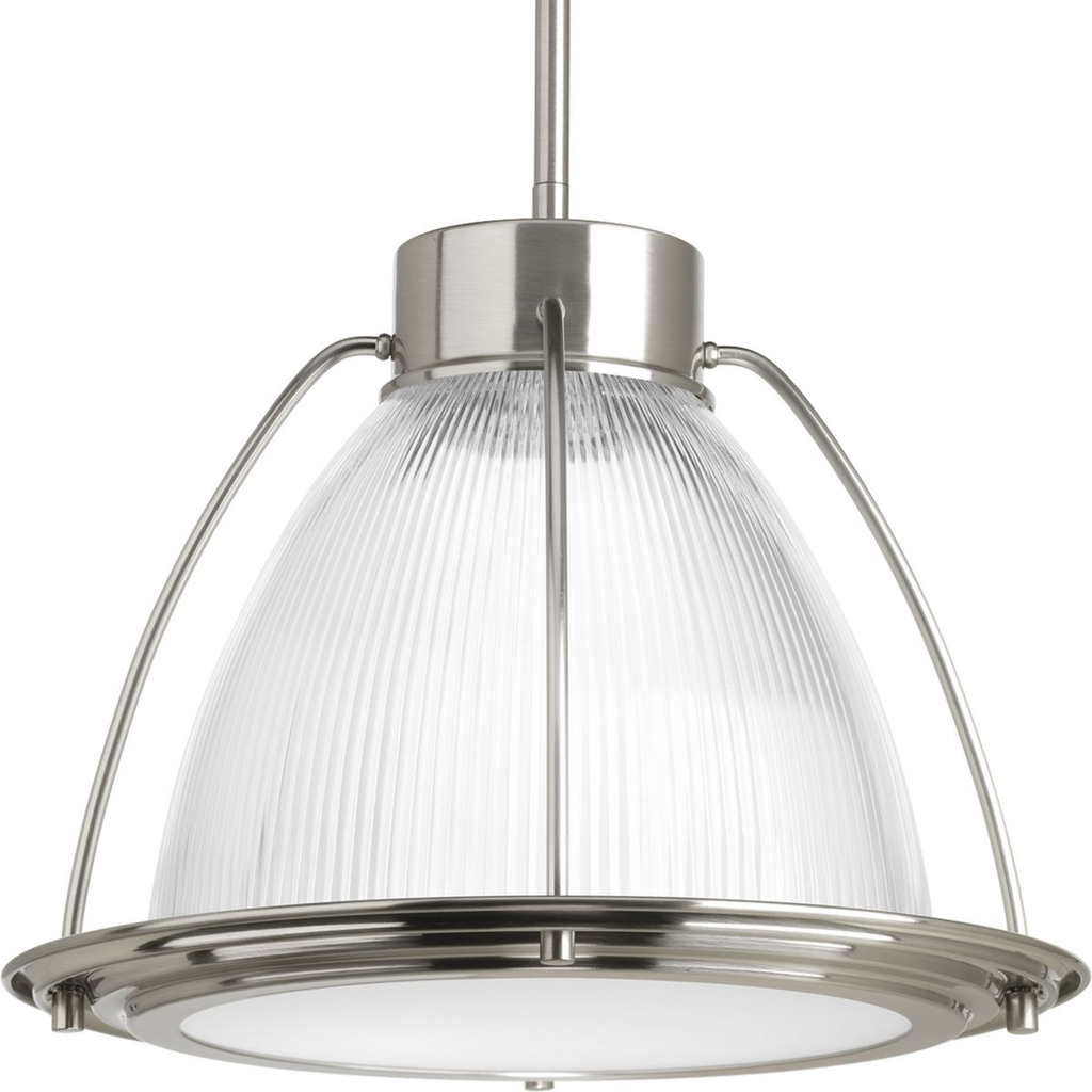 Progress P5143-0930K9 Prismatic Glass LED Collection One-Light Brushed Nickel Prismatic Glass Coastal Pendant Light Product image for Progress P5143-0930K9 Prismatic Glass LED Collection One-Light Brushed Nickel Prismatic Glass Coastal Pendant Light