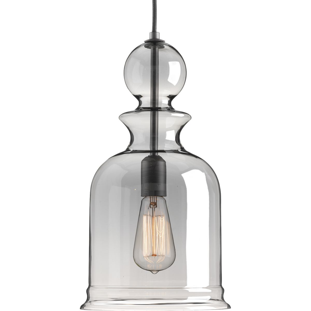 Product image for Progress P5333-143 Staunton Collection One-Light Graphite Smoke Glass Global Pendant Light