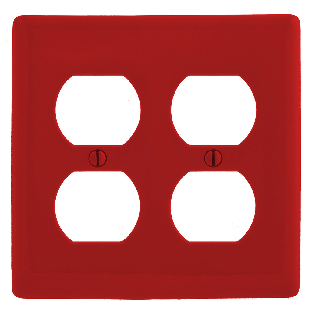 Product image for Hubbell NP82R 2-Gang Red Nylon Standard 2-Duplex Receptacle Wallplate