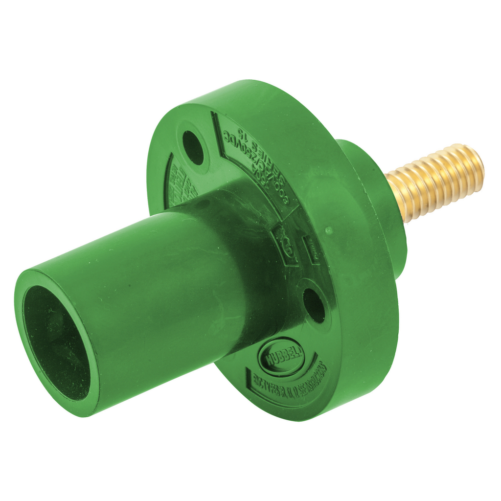 Product image for Hubbell HBL15MRSGN SINGLE POLE SER 15 INLET, STUD, 150A, GN