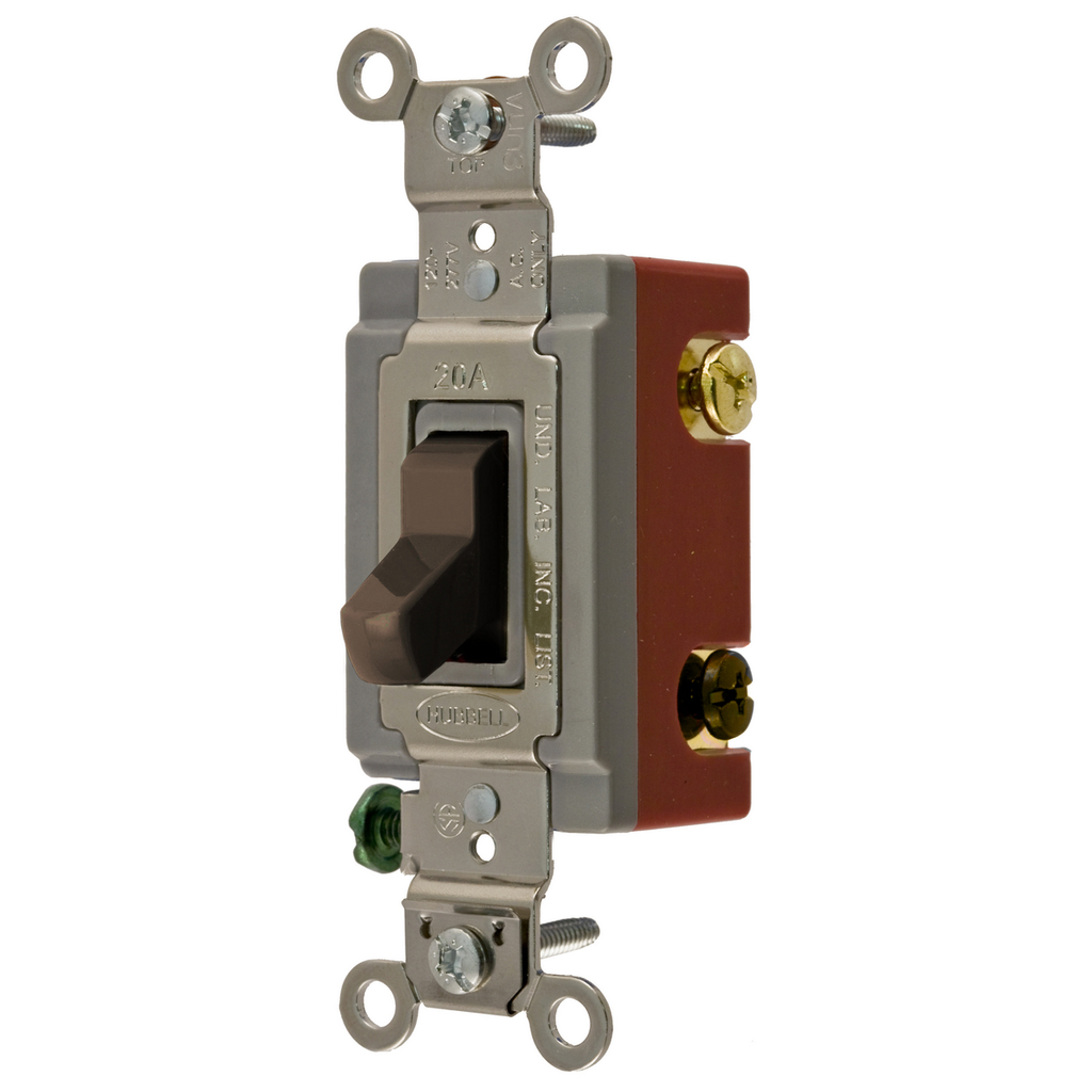 Product image for Hubbell HBL1224 20 Amp 120/277 VAC 4-Way Brown Toggle Switch