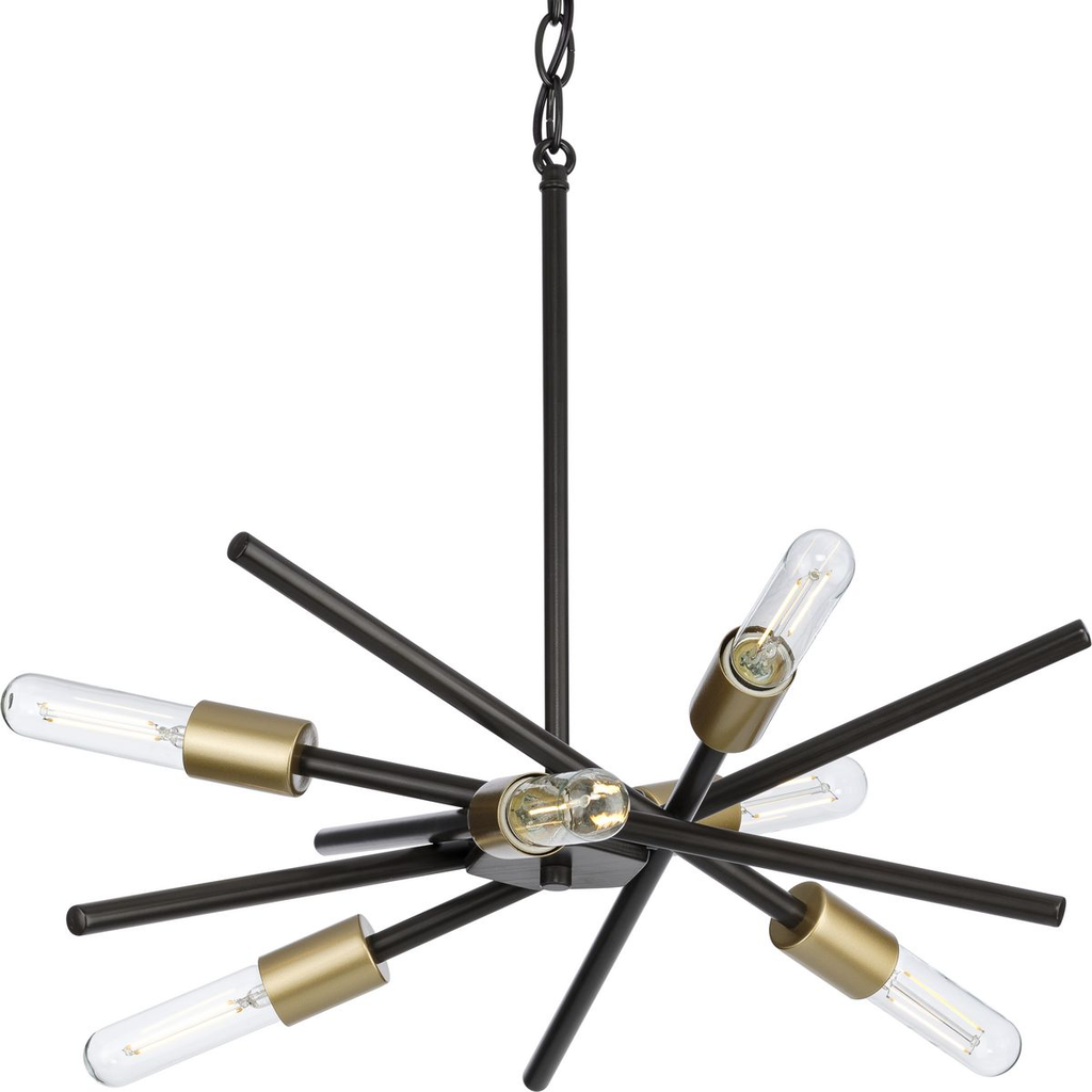 Product image for Progress P400108-020 Astra Collection Six-Light Antique Bronze Mid-Century Modern Chandelier Light