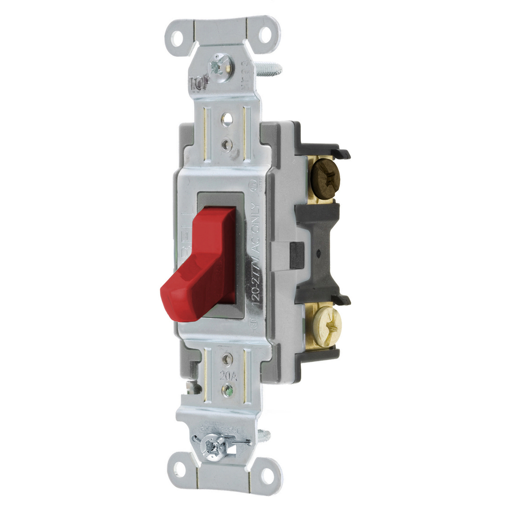 Product image for Hubbell CSB320R 20 Amp 120/277 VAC 3-Way Red Toggle Switch