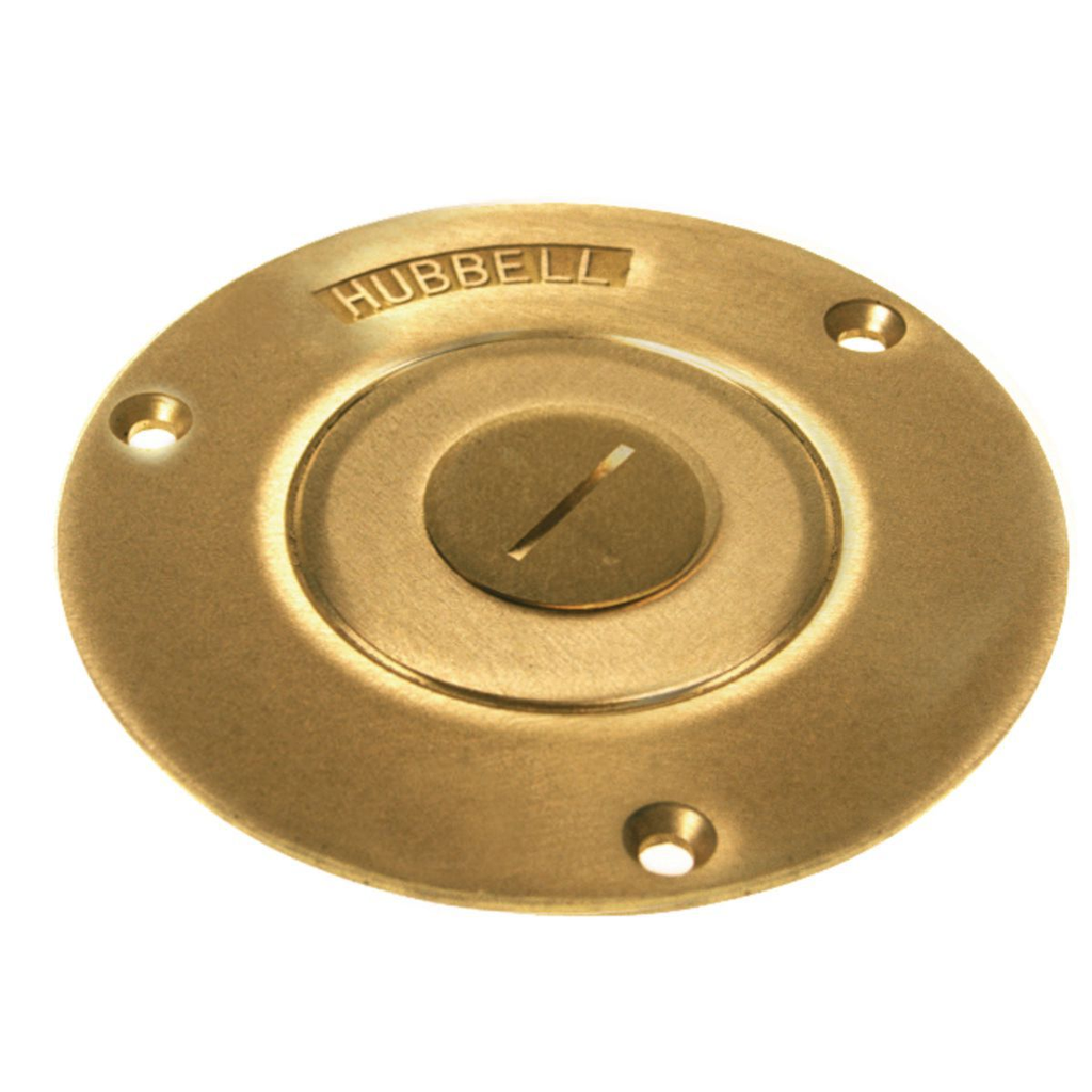 Product image for Raco 6285 3-7/8" Round Brass Floor Box Cover with Threaded 1" Combination Plug