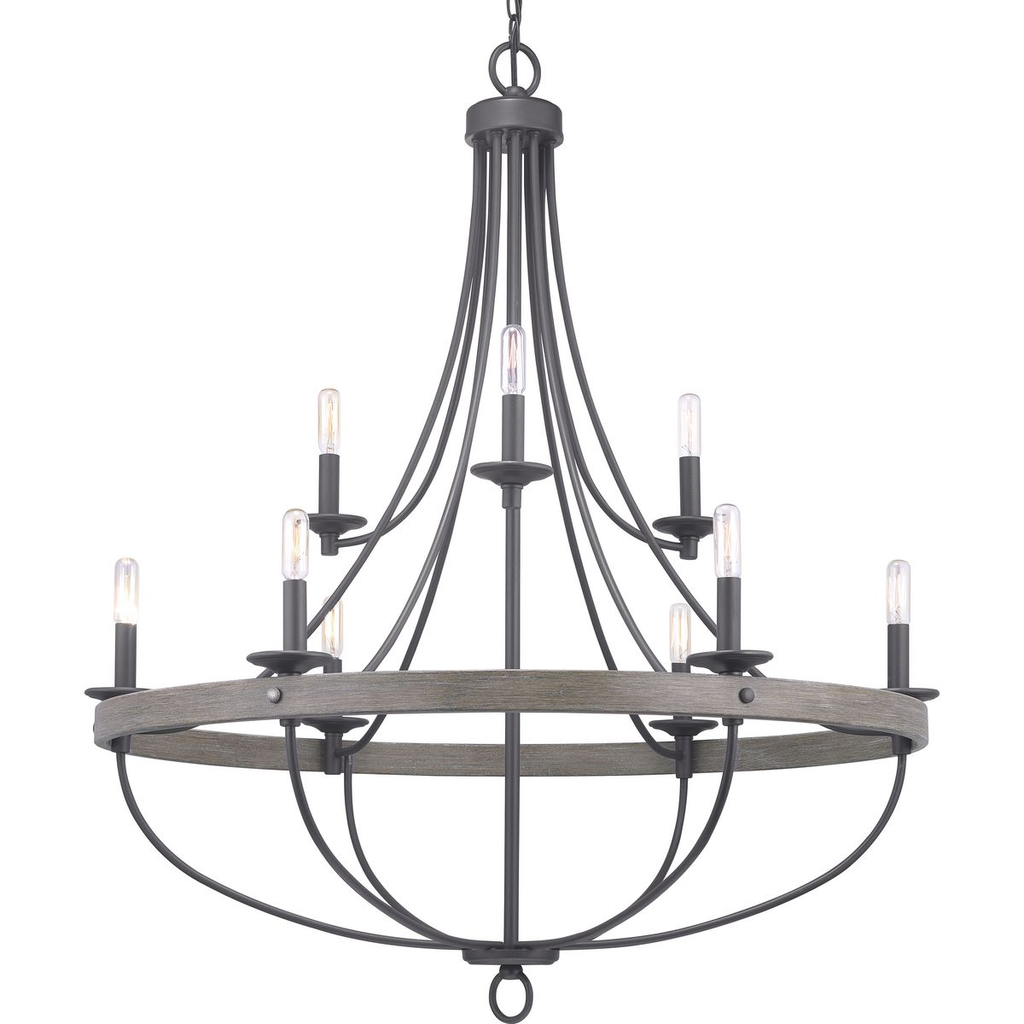 Product image for Progress P400159-143 Gulliver Collection Nine-Light Graphite Coastal Chandelier Light