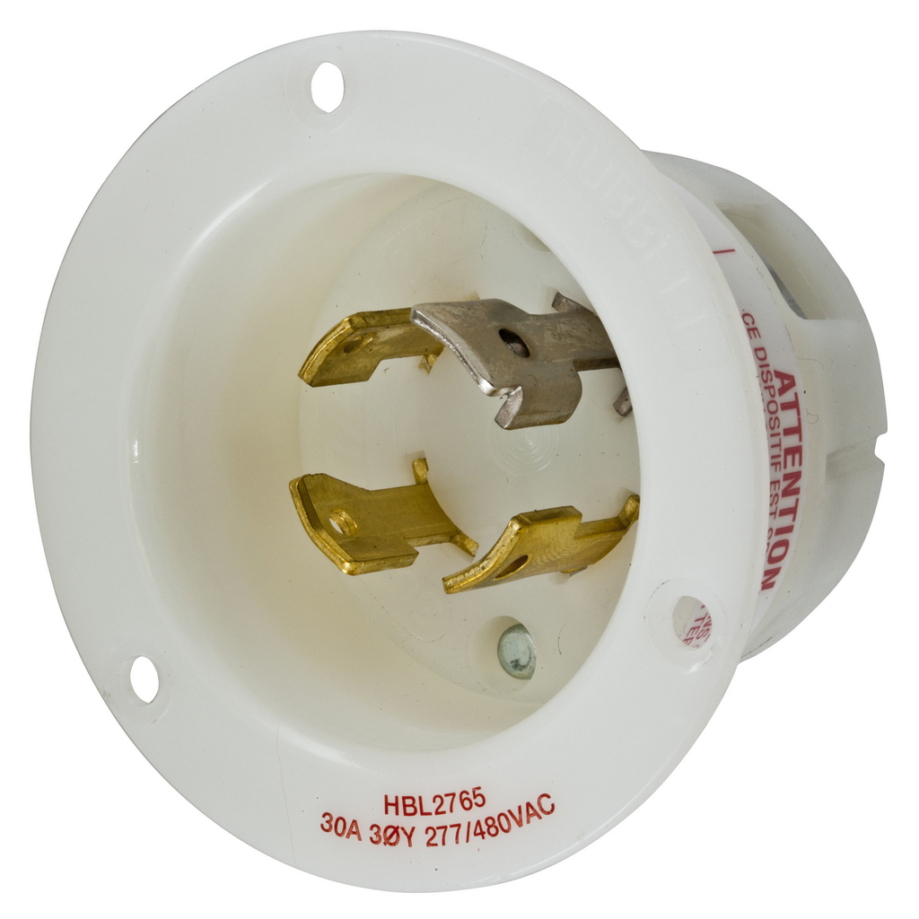 Product image for Hubbell HBL2765 Locking Flanged-INLT, 30A 3PH 277/480V, L19-30P