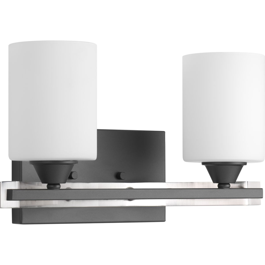 Product image for Progress P300145-143 Dart Collection Two-Light Graphite Etched Glass Modern Bath Vanity Light