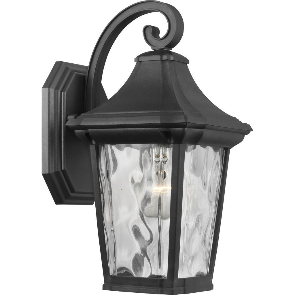 Mayer-DDS-Black one-light small wall lantern with clear water glass shade.-1