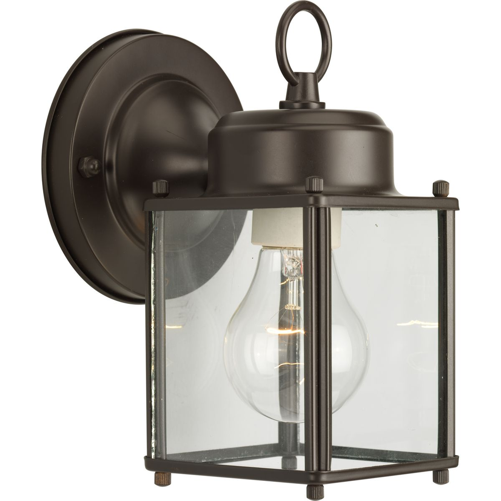 Mayer-DDS-1-Lt. outdoor wall lantern featuring clear flat glass panels and a Bronze finish-1