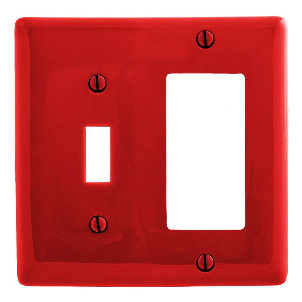 Product image for Hubbell NP126R WALLPLATE, 2-G, 1) TOG 1) REC, RD