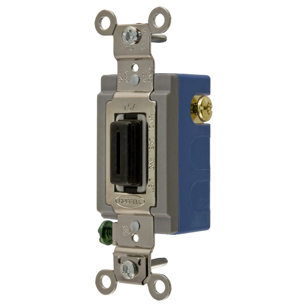 Product image for Hubbell HBL1556L 15 Amp 120/277 VAC SPDT Black Locking Toggle Switch