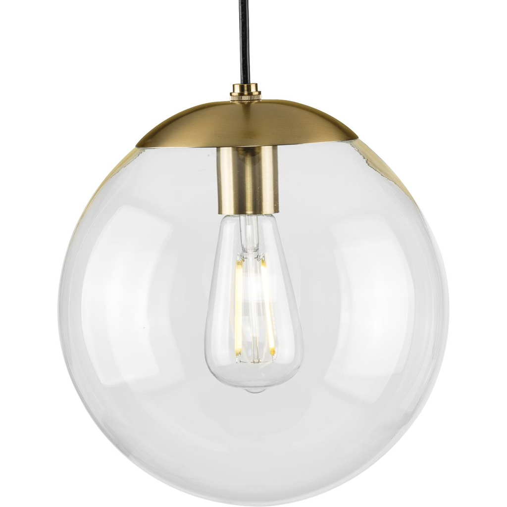 Product image for Progress P500310-109 Atwell Collection 10-inch Brushed Bronze and Clear Glass Globe Medium Hanging Pendant Light