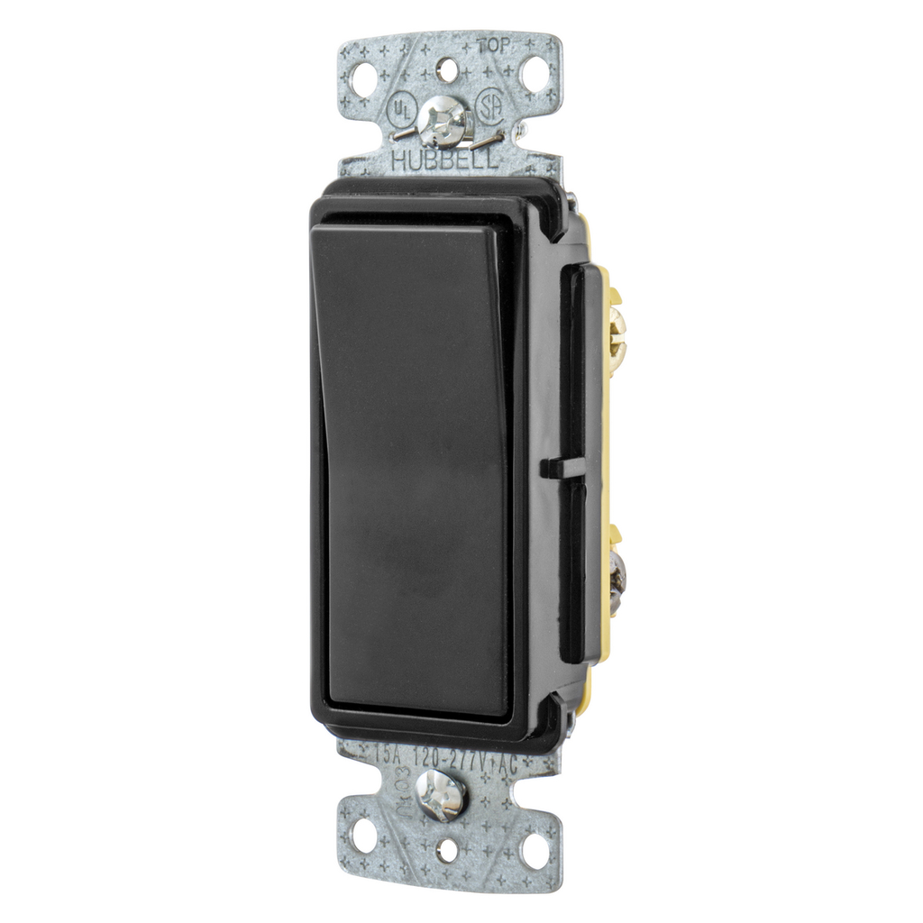 Product image for Hubbell RSD315BK RESI ROCKER SW, 3W, 15A 120/277V, BK