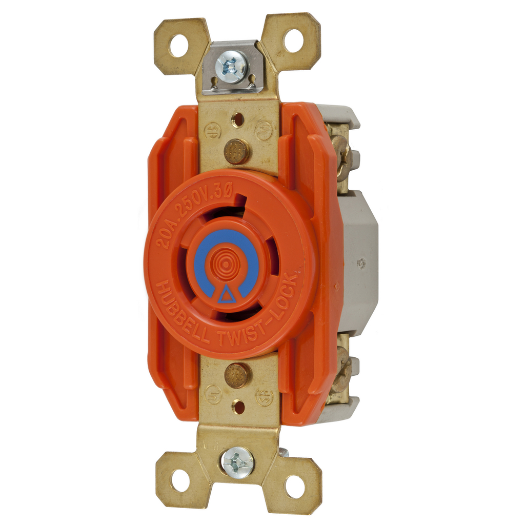 Product image for Hubbell IG2420 Locking Receptacle, IG, 20A 3PH250V, L15-20R, OR