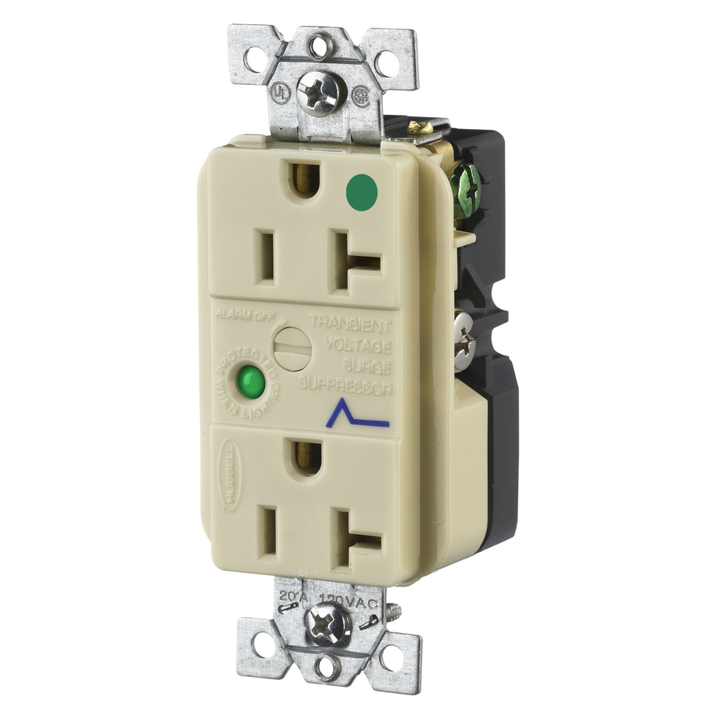 Product image for Hubbell HBL8362ISADUP SPD Receptacle, HG, 20A 125V, 5-20R, IV