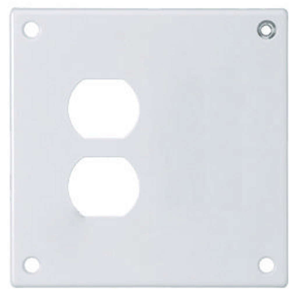 Product image for Hubbell SWP813 Security Wallplate, 2-Gang, 1) Duplex Opening 1 ) Blank, Standard Size, White Painted Steel