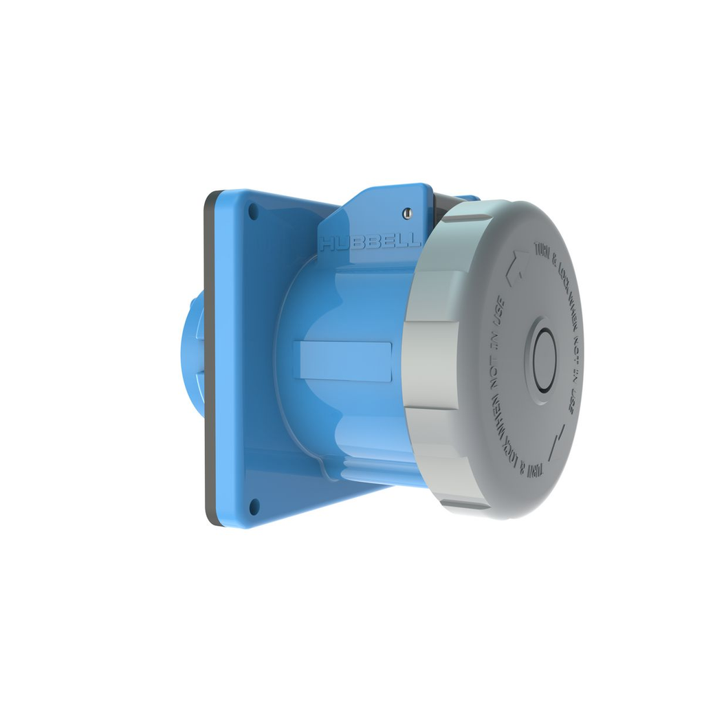 Mayer-DDS-Heavy Duty Products, IEC Pin and Sleeve Devices, Industrial Grade, Female, Receptacle, 60A 3-Phase Delta 250V AC, 3-Pole 4-Wire Grounding, Terminal Screws, Blue, Watertight-1