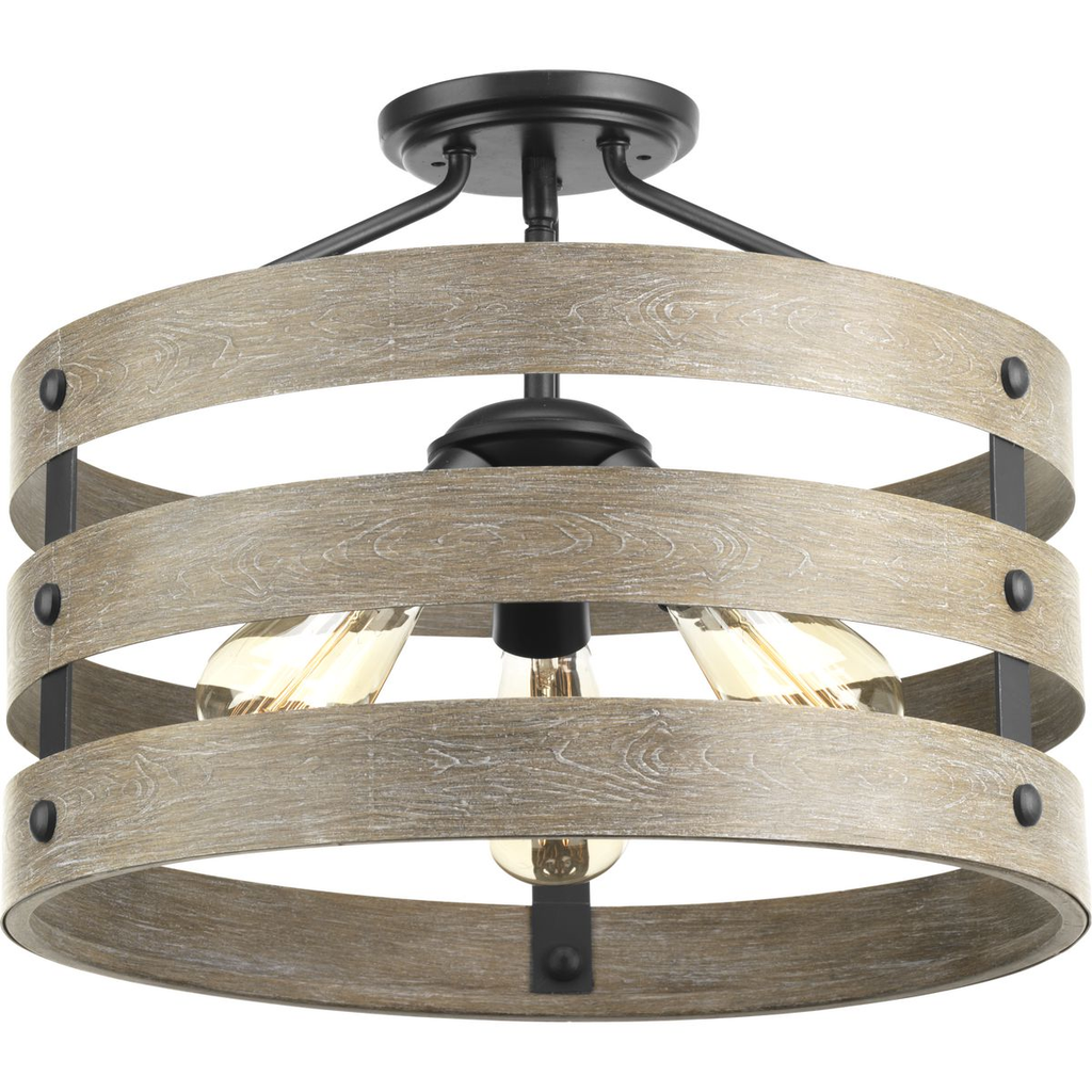 Product image for Progress P350049-143 Gulliver Collection Three-Light 17" Semi-Flush Convertible