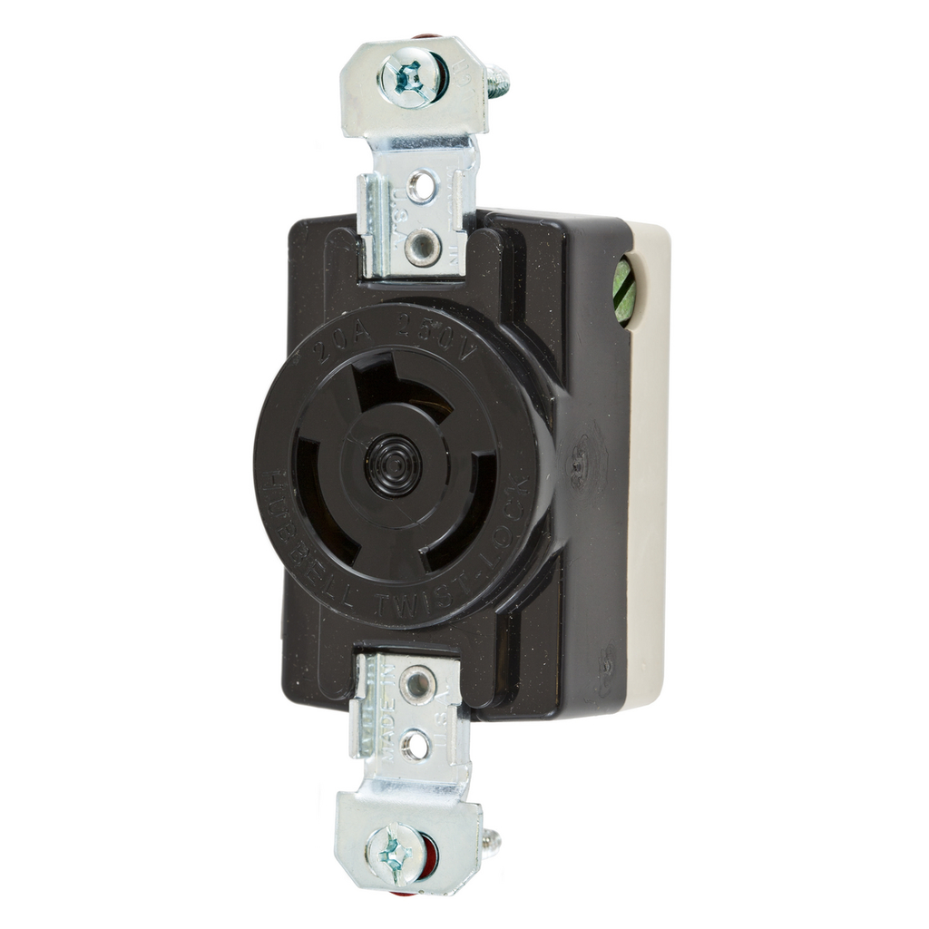 Product image for Hubbell HBL7310BG 20 Amp 250 VAC 2-Pole 3-Wire Non-NEMA Black Nylon Single Flush Receptacle