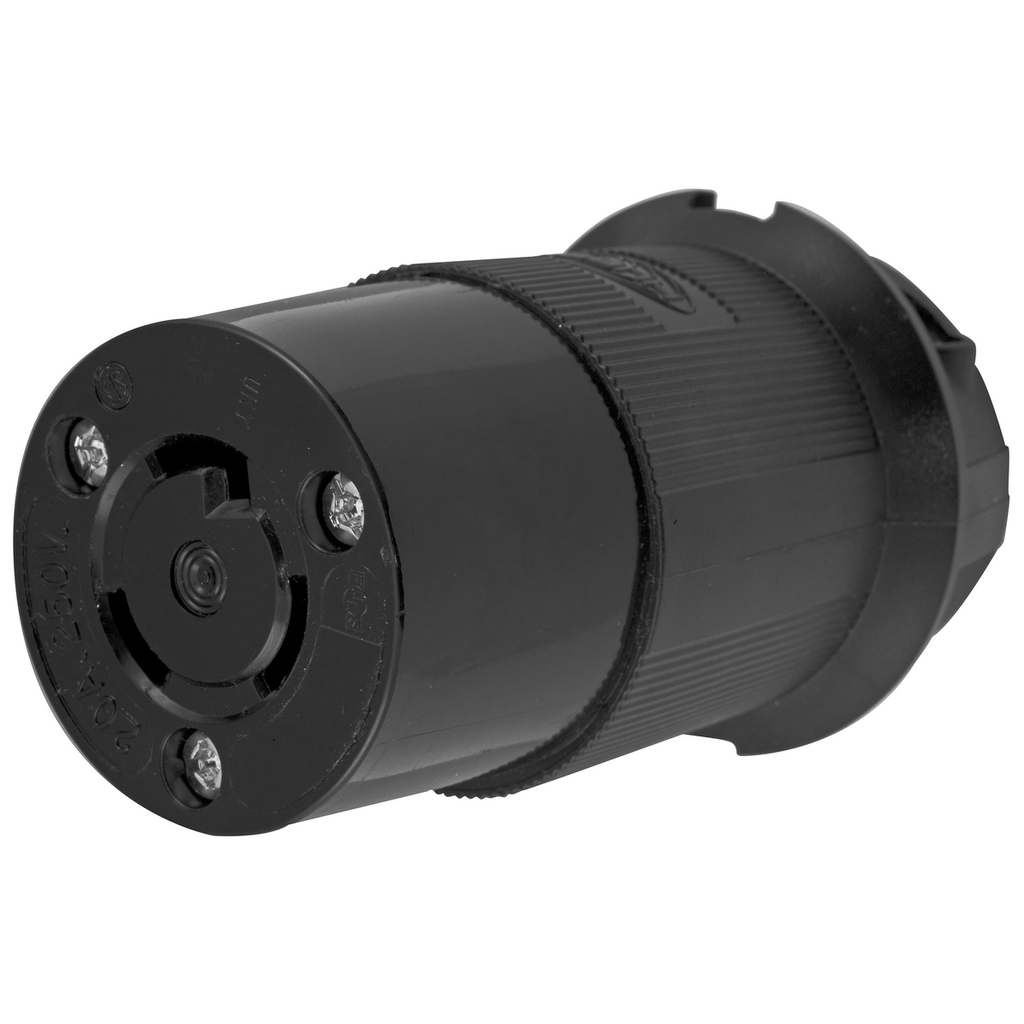 Product image for Hubbell HBL2323BK Locking Connector, 20A 250V, L6-20R, BK