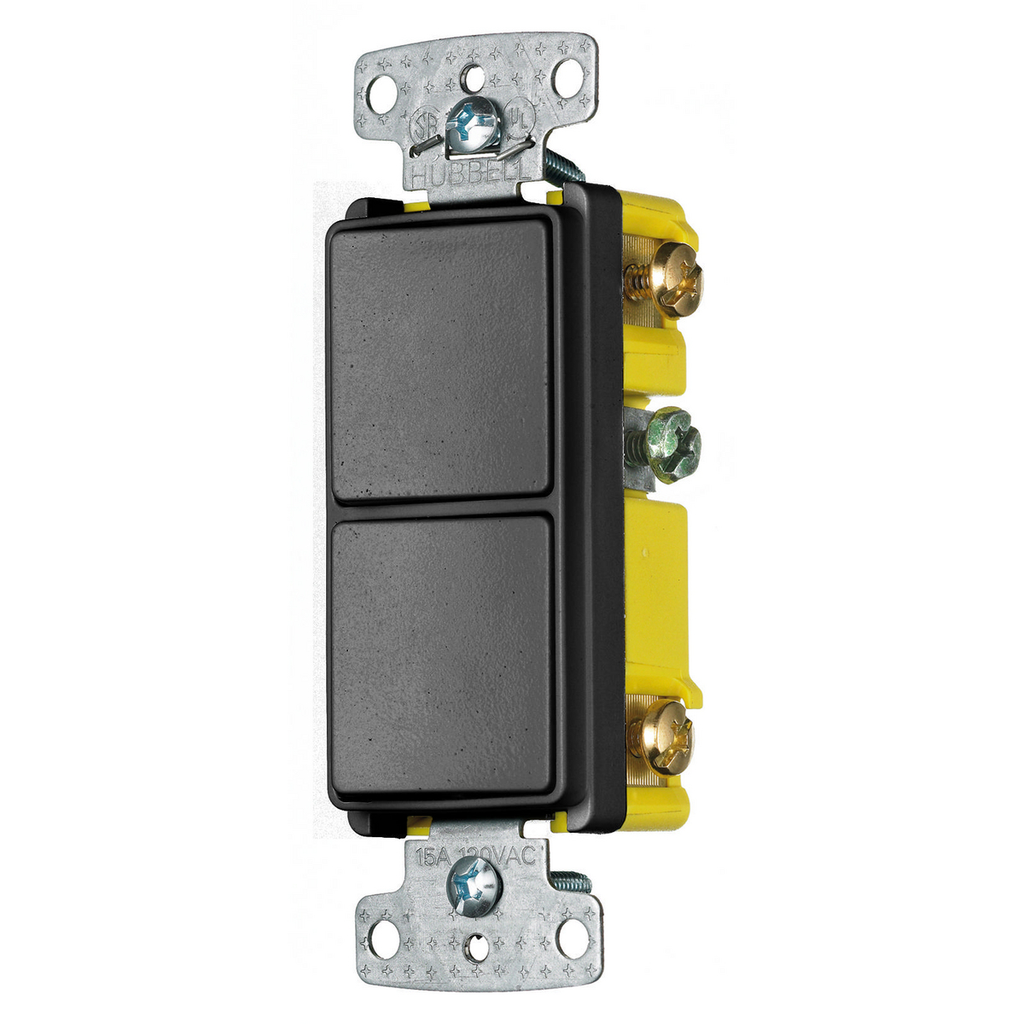 Product image for Hubbell RCD103BKCOMBO, 15A SP RKR, 15A 3W RKR, BK