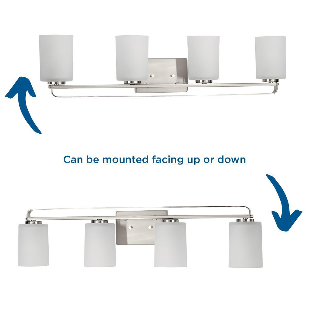 Four-light brushed nickel bath vanity light