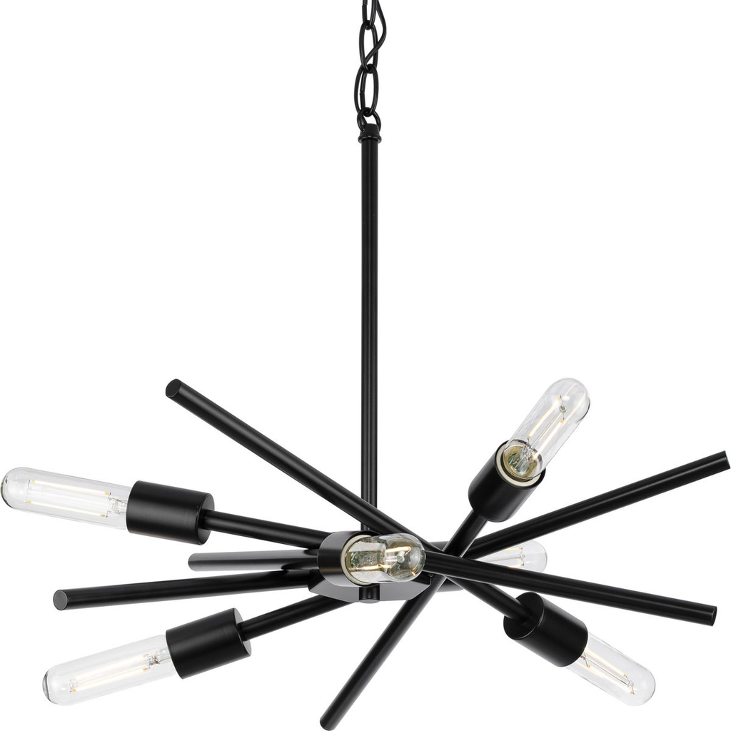 Product image for Progress P400108-31M Astra Collection Six-Light 22" Matte Black Modern Chandelier