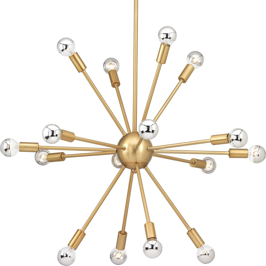 Product image for Progress P400041-109 Ion Collection Sixteen-Light Brushed Bronze Mid-Century Modern Chandelier Light