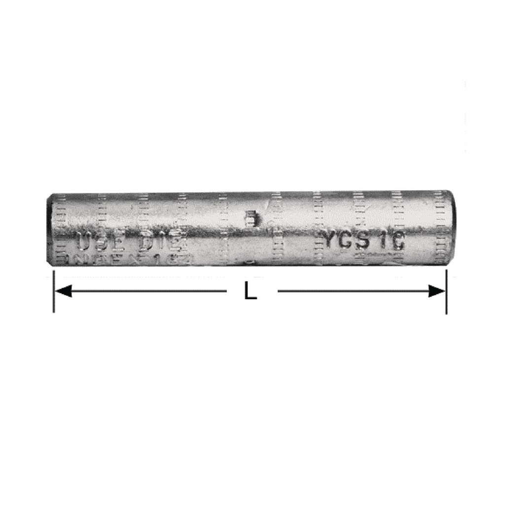 Product image for Burndy YCS2R HYSPLICE AL sleeve with staked cable stop, designed to withstand jumper loop tensile and vibration stresses ANSI C1194 CLASS 2 (PARTIAL TENSION), 5 IN L