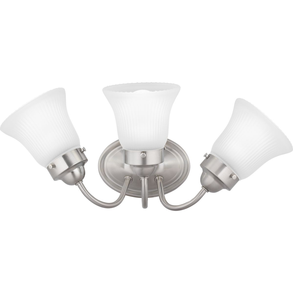 Product image for Progress P3289-09ET Fluted Glass Collection Three-Light Bath & Vanity