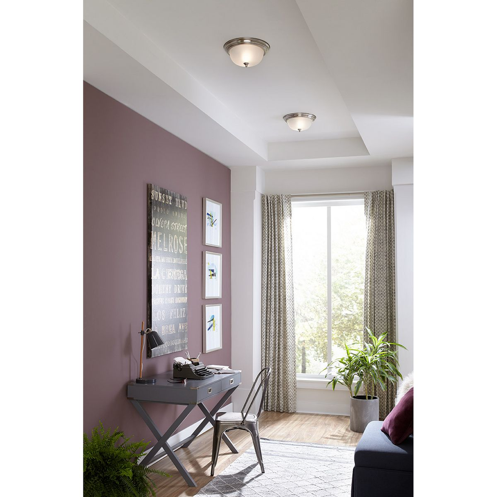 Two-Light Brushed Nickel flush mount ceiling light