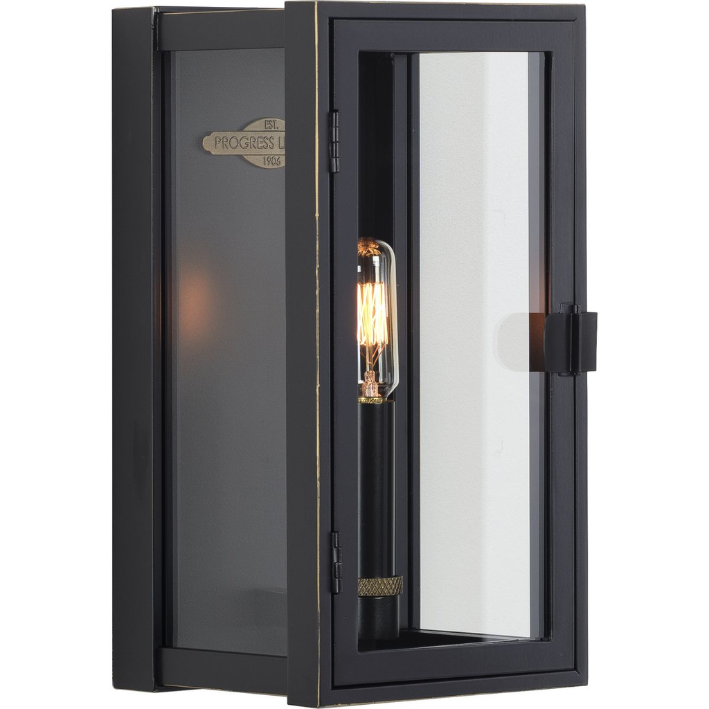 Product image for Progress P560267-108 Stature Collection One-Light Oil Rubbed Bronze and Clear Glass Transitional Style Small Outdoor Wall Lantern