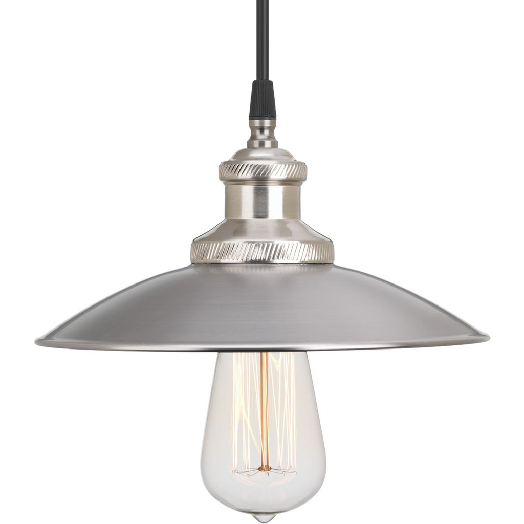 Product image for Progress P5161-81 Archives Collection One-Light Antique Nickel PMS Matte Cool Grey #9 Shade Farmhouse Mini-Pendant Light